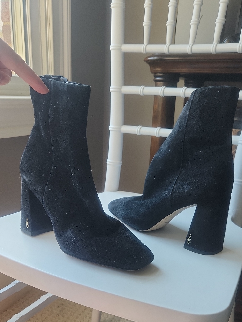 Sam Edelman Black Suede Ankle Booties with Block Heel